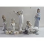 Lladro porcelain ornaments: to include a girl yawning  8"h