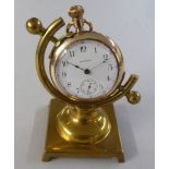 A Waltham gold plated, cased pocket watch, faced by an Arabic dial with subsidiary seconds, on an
