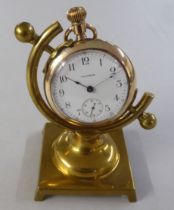 A Waltham gold plated, cased pocket watch, faced by an Arabic dial with subsidiary seconds, on an