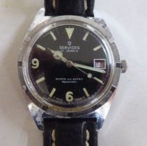 A circa 1950/60s Services stainless steel cased wristwatch, the 21 jewel movement faced by a baton