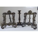 Metalware, viz. a pair of Victorian style cast brass picture frames, on easel backs; and a