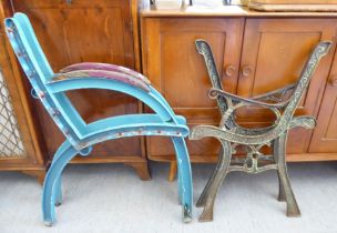 Two sets of modern cast metal bench ends