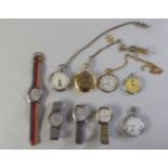 Five variously cased pocket watches; and four Seiko quartz wristwatches