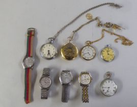 Five variously cased pocket watches; and four Seiko quartz wristwatches