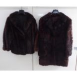 Two modern brown fur coats  approx. size 16