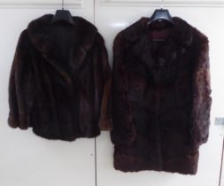 Two modern brown fur coats  approx. size 16
