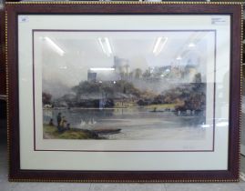 David Lowe - 'Windsor Castle'  coloured print  16" x 26"  framed