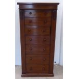 A late Victorian mahogany Wellington chest with seven drawers, on a plinth  43"h  21"w