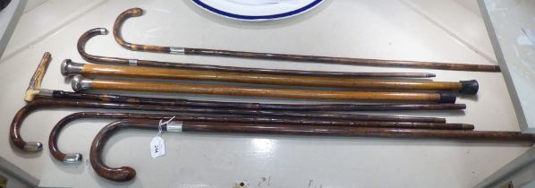 20thC silver capped wooden walking sticks  mixed marks