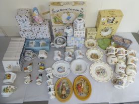 Royal Doulton, Wedgwood and other Peter Rabbit and Bunnykins collectables   largest 8"h