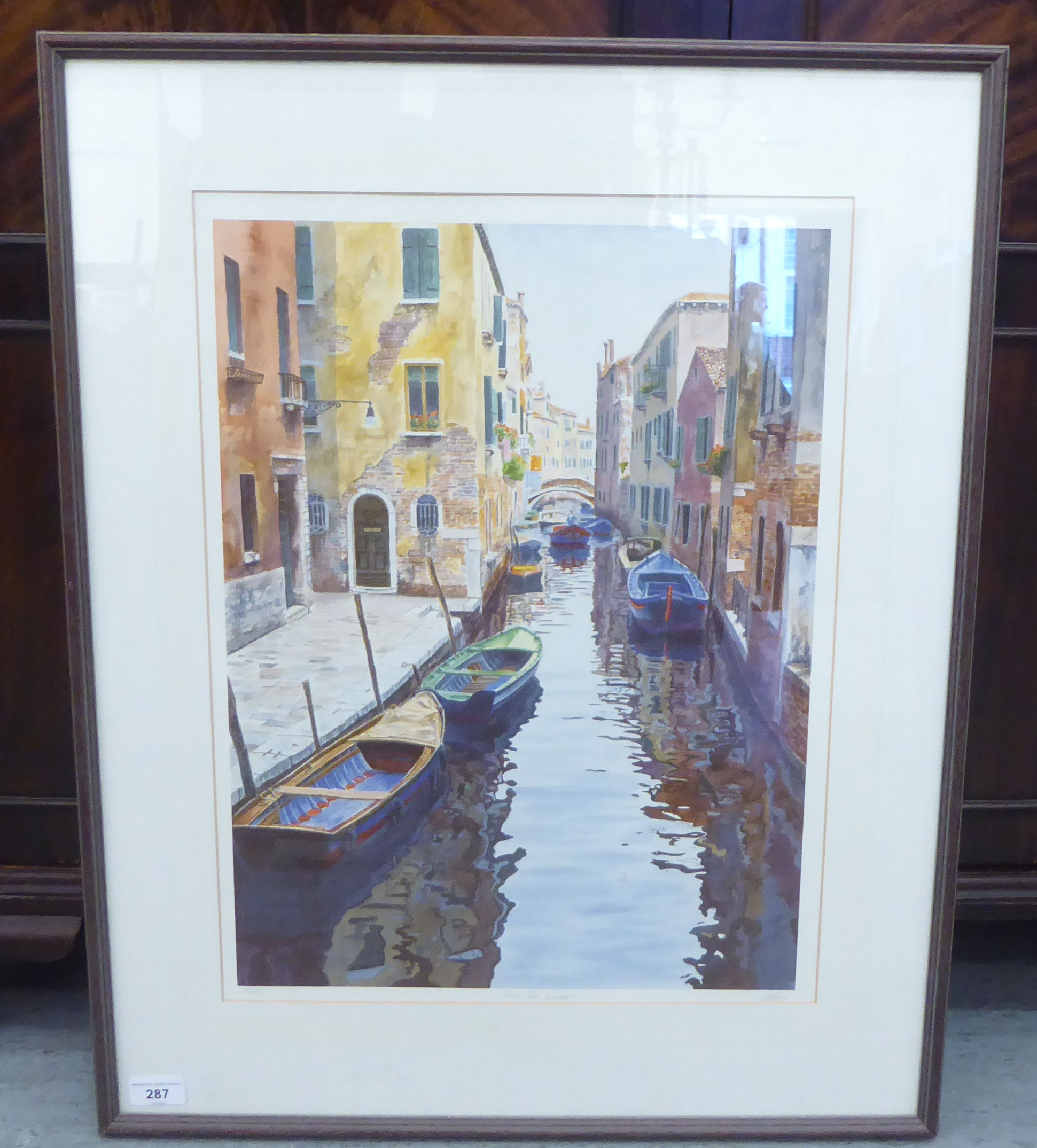 After M Wood - 'Rio dei Curmini'  Limited Edition 227/350 coloured print  bears a pencil