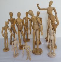 Drawing/artist students' wooden figures with mobile joints  mixed sizes