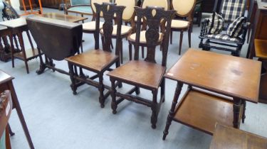 Small furniture: to include an Edwardian mahogany occasional table, raised on turned legs  23"h