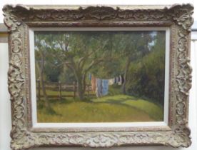 Anna Hornby - 'Rockcliff House, Gloucestershire'  oil on canvas  bears initials & inscriptions verso