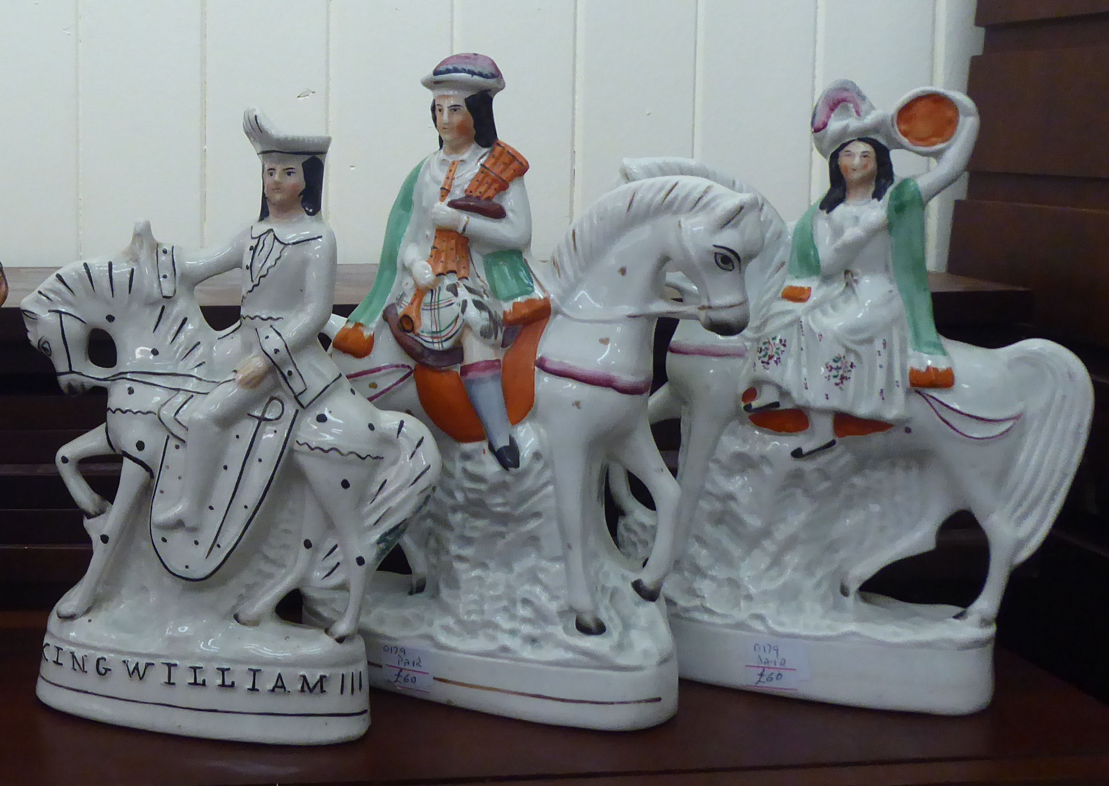 Five 19thC Staffordshire ornaments: to include 'Queen Mary' 10.5"h - Image 3 of 4