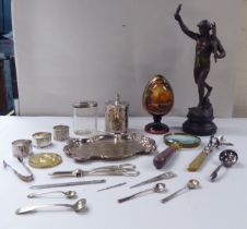 A mixed lot: to include a spelter figure 'Victoria'  13"h; and silver and silver plated items  mixed