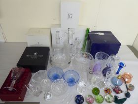 Glassware: to include a Royal Doulton crystal ships decanter; and a presentation goblet