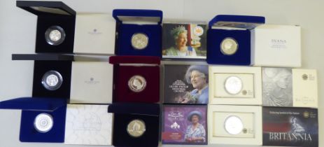 British silver proof coins: to include a Centenary Year Crown; and a Diana, Princess of Wales