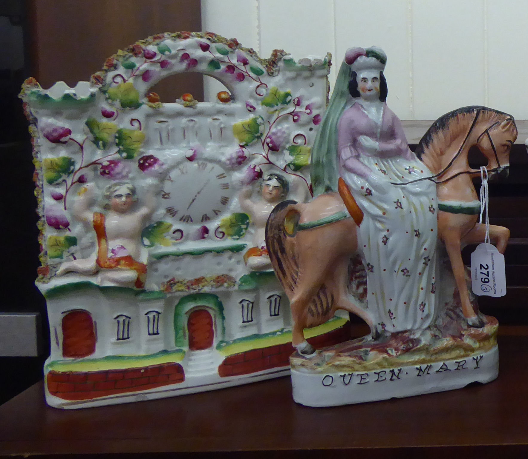 Five 19thC Staffordshire ornaments: to include 'Queen Mary' 10.5"h - Image 2 of 4