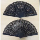 Two post 1950s black lace fans