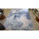 A Villa Nova Jacquard flat weave cotton carpet, indigo pattern  113" x 154"