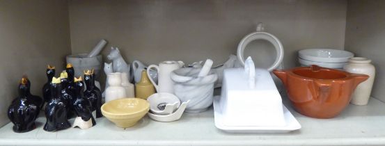 Ceramic kitchenalia: to include blackbird pie funnels; and a white cheese dish and cover