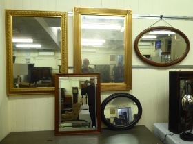 Five dissimilar modern mirrors  mixed sizes, orientation & frames