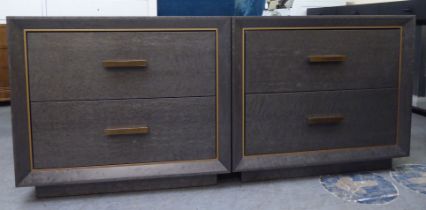 A pair of modern Gerard Lewis Designs laminated grey wood finished, two drawer bedside chests with