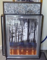 Pictures and prints: to include a study of a woodland at dusk  watercolour  31" x 23"  framed