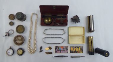 A mixed lot: to include a late Victorian mahogany cased set of opium scales