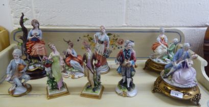 Capo-di-Monte and similar porcelain figures and groups: to include courting couples  9"h