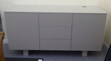 A modern Gerard Lewis Designs grey painted sideboard with central push release drawers and two