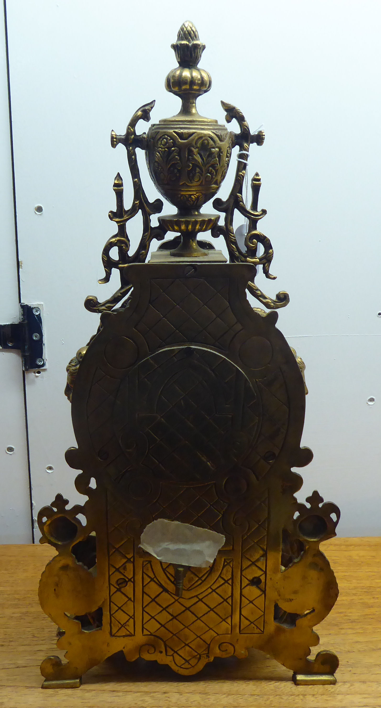 A mid 20thC mantel clock, the brass case profusely decorated in Empire style; the 8 day movement - Image 11 of 14