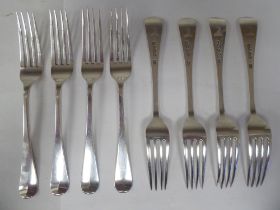 A set of eight early Victorian silver Old English pattern dessert forks  CL  London 1841  (