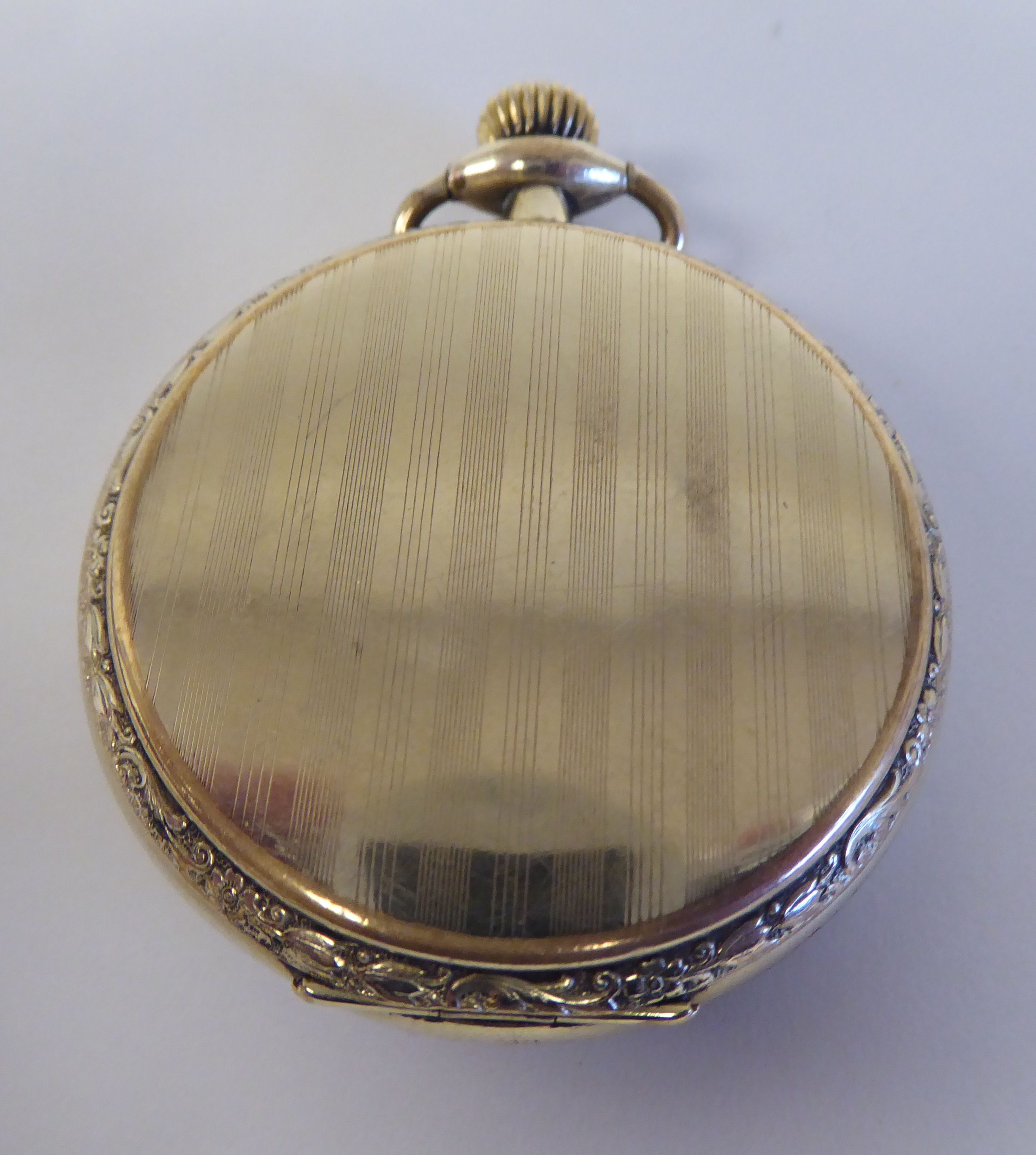 An early 20thC Hampden pocket watch, in an 18ct gold fitted case, the 17 jewel movement faced by a - Image 4 of 4