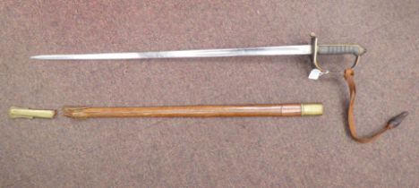 A 20thC British Army dress sword and portapee with a twist wire, shagreen covered handgrip, brass