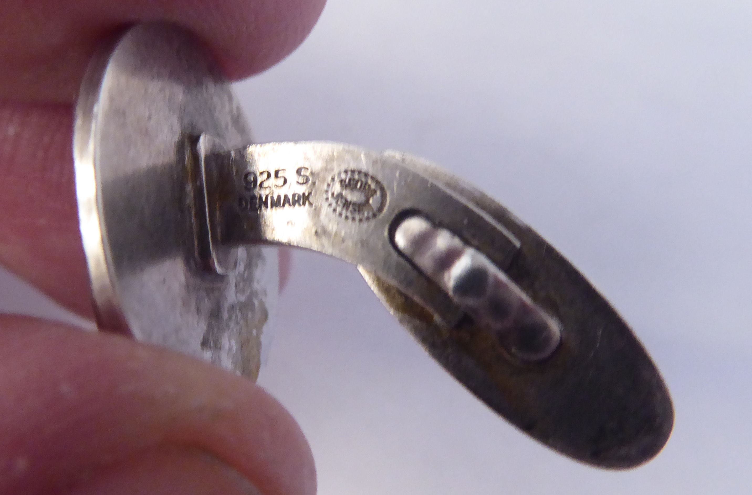 A pair of silver coloured metal Georg Jensen cufflinks  stamped 925 - Image 3 of 4