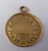 A 9ct gold Melling Rocks RC 1913 Miller Sheild 1st Prize medallion