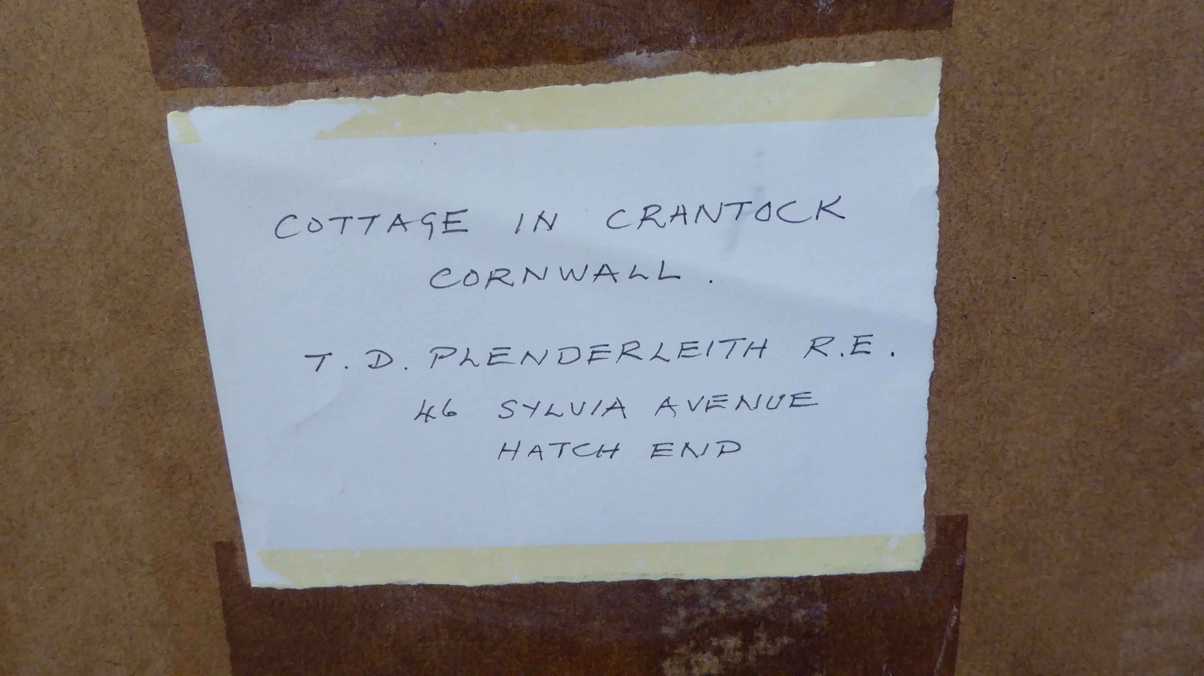 TD Plenderleith - 'Cottage in Crantock, Cornwall'  oil on board  bears a signature  24" x 29" - Image 6 of 6