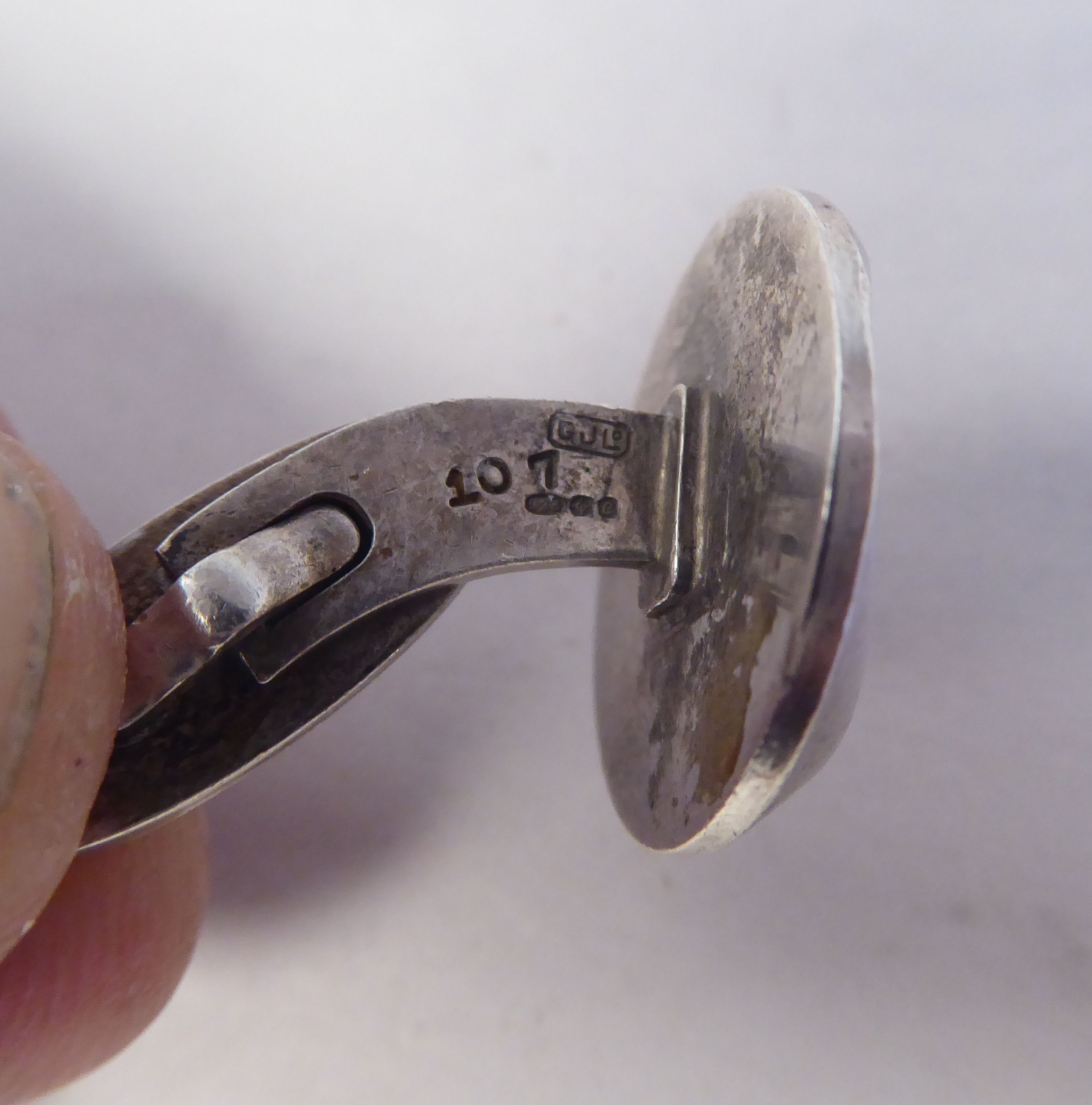 A pair of silver coloured metal Georg Jensen cufflinks  stamped 925 - Image 4 of 4