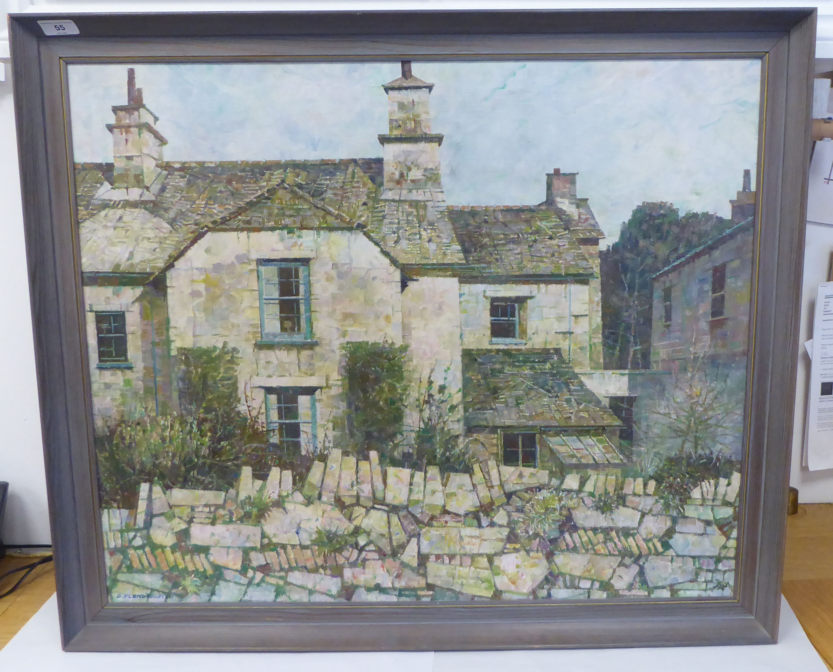 TD Plenderleith - 'Cottage in Crantock, Cornwall'  oil on board  bears a signature  24" x 29"