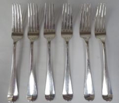 A set of six early Victorian silver Old English pattern table forks  CL  London 1841  (combined