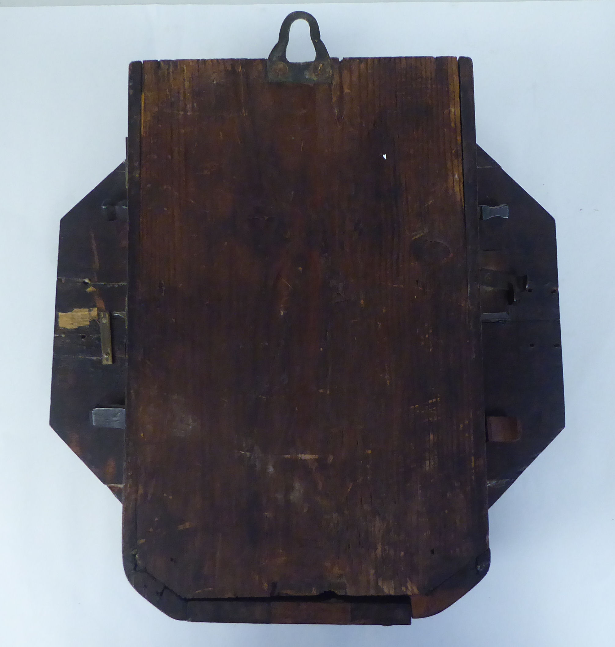 A 19thC brass inlaid mahogany cased octagonal wall timepiece; the fusee pendulum movement faced by a - Image 9 of 9