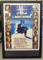 A vintage French film poster 'Murder on the Orient Express'  35" x 24"  framed