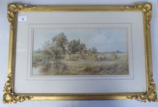 Henry John Kinnaird - 'A Surrey Cornfield'  watercolour  bears an inscription & signature  8" x 15"