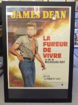 A vintage French film poster 'La Fureur De Vivre' (Rebel Without a Cause)  35" x 24"  framed