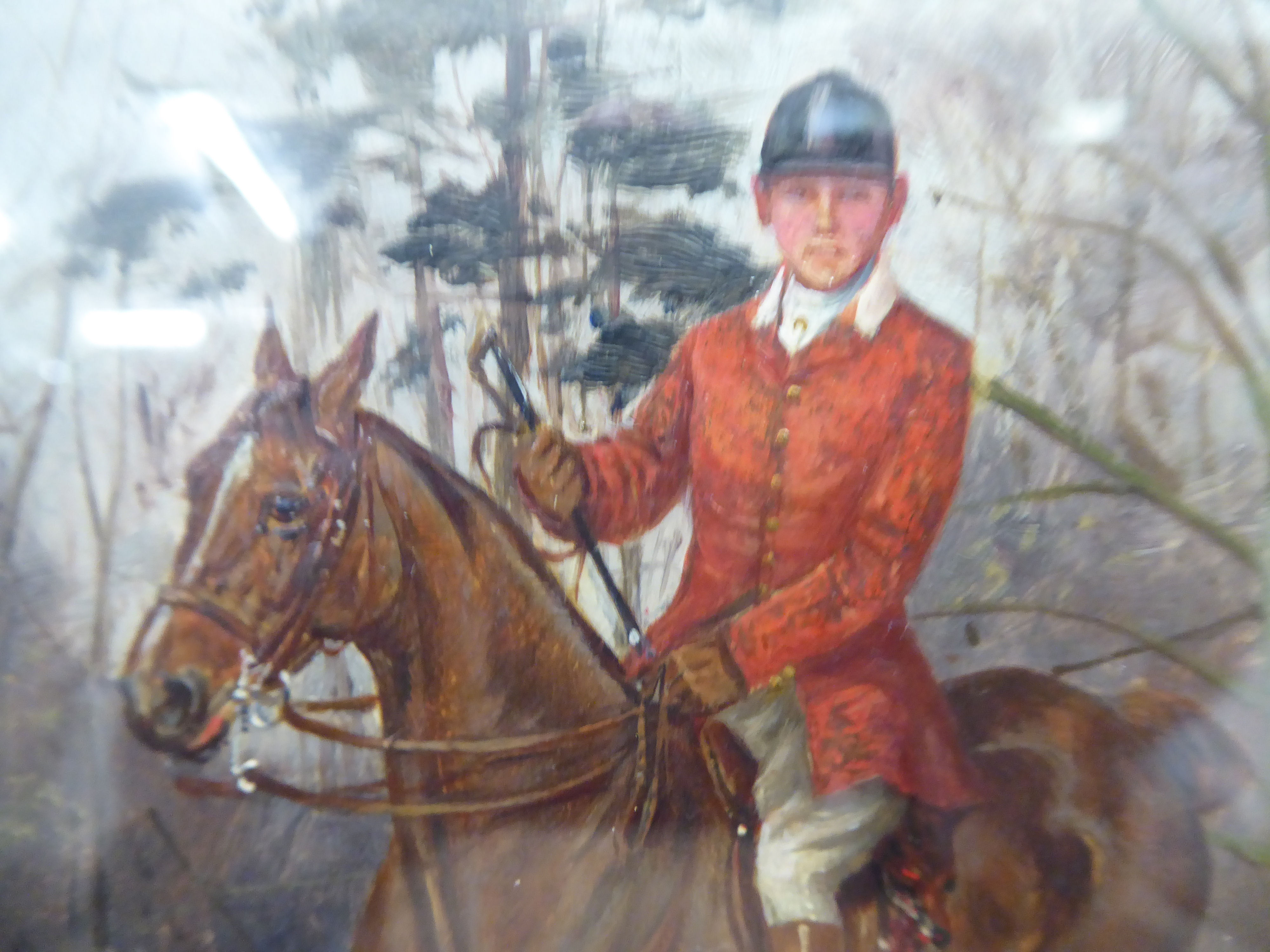 Lucas Lucas Henry Frederick - a study, huntsman on horseback, in a woodland setting  oil on panel - Image 2 of 6