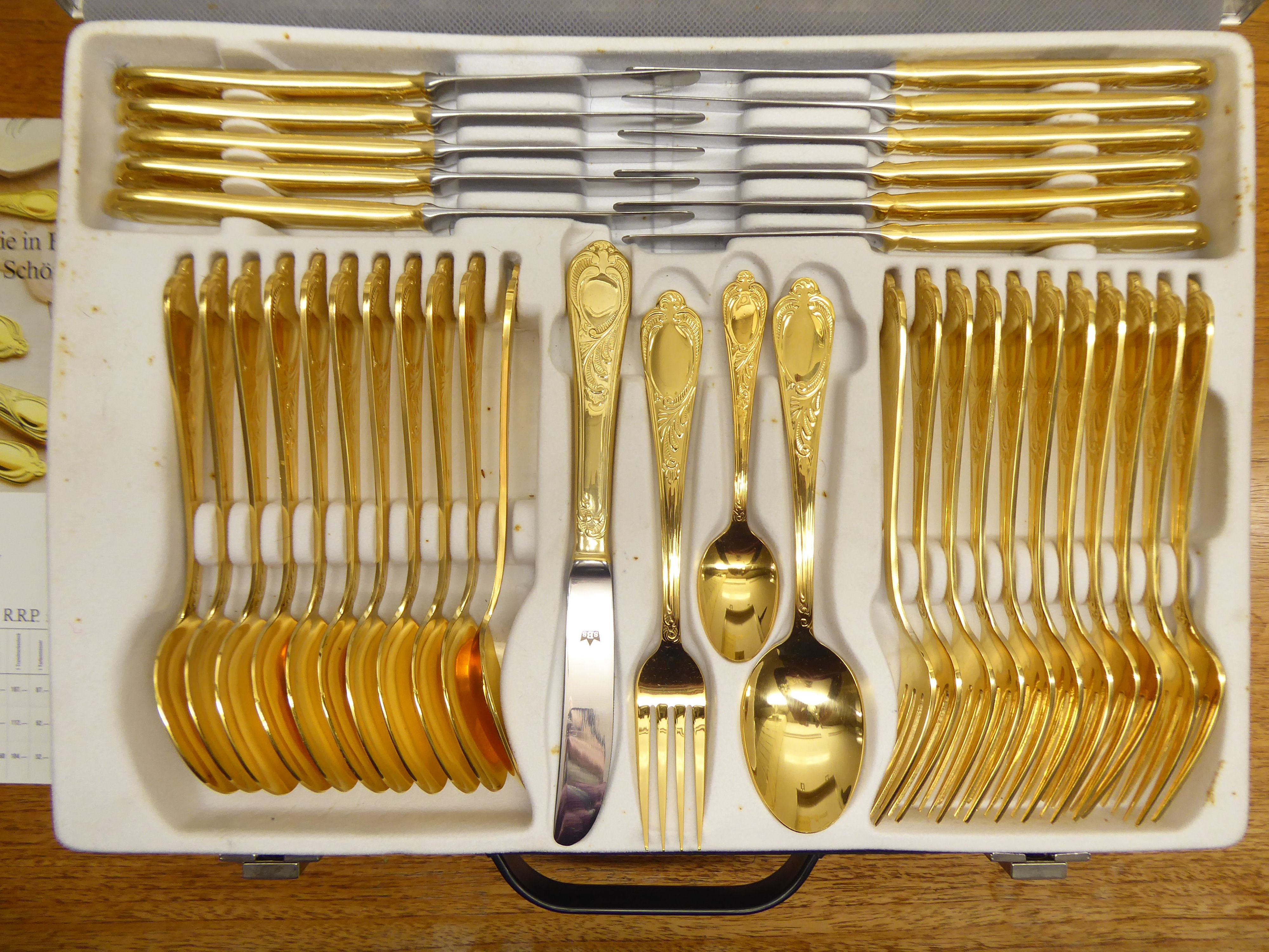 A Bestecke Solingen gold plated canteen of cutlery - Image 2 of 4