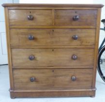 A late Victorian mahogany five drawer dressing chest, on a bracket plinth  44"h  44"w