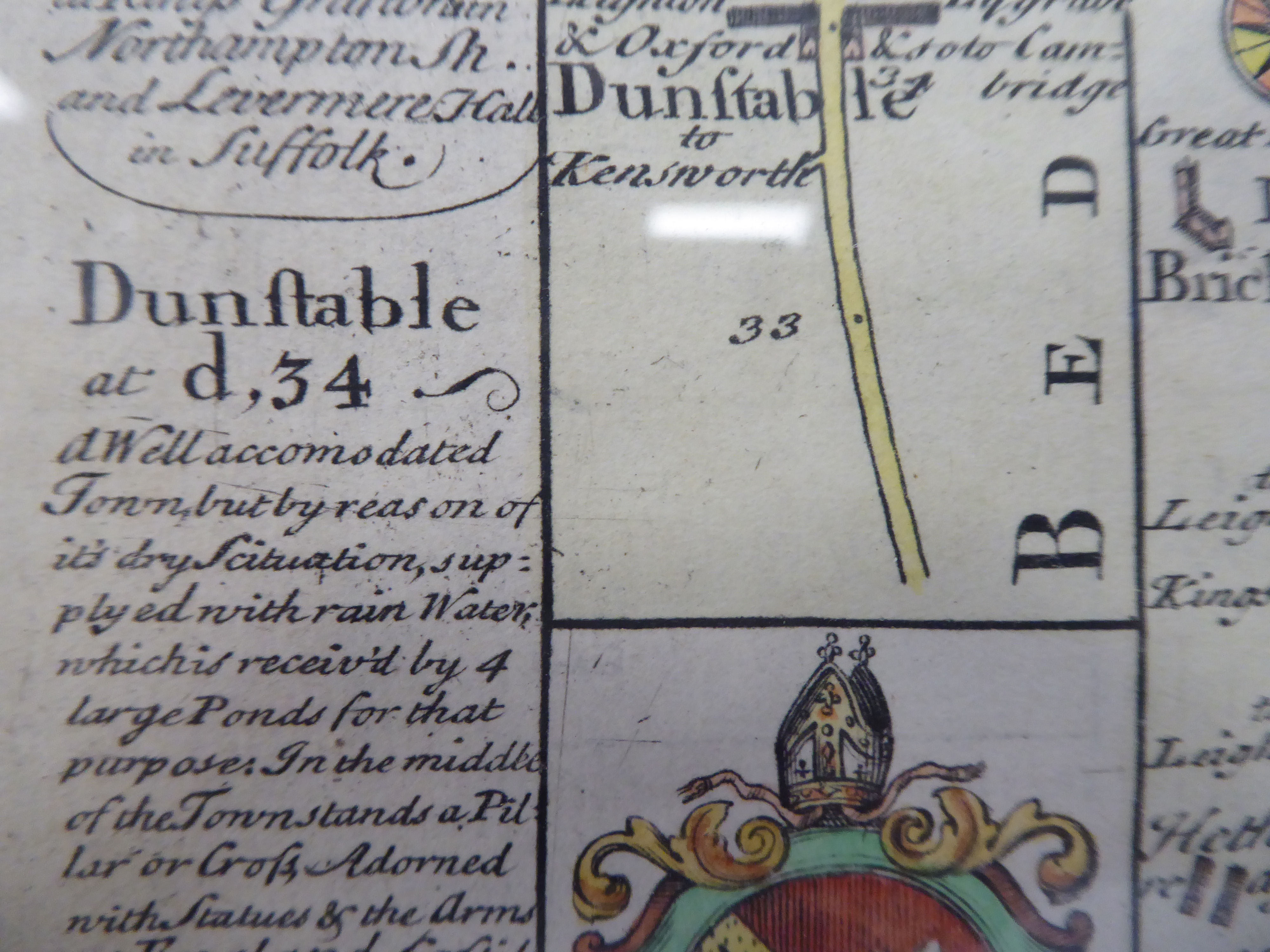 A 17th/18thC coloured road map, an extract from London to Portsmouth with text and continued - Bild 3 aus 7
